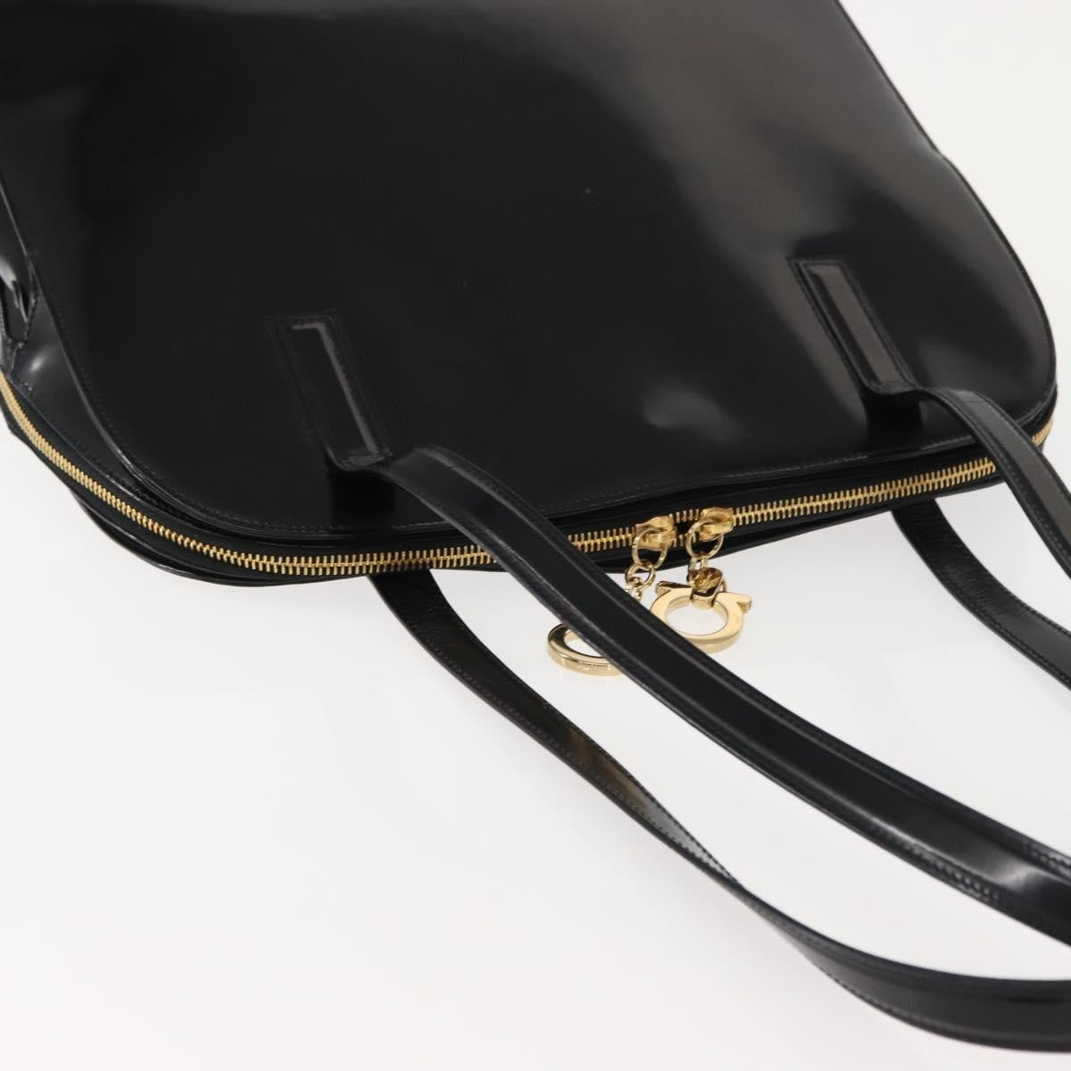 Salvatore Ferragamo Gancini Tote Patent leather, BLACK, PATENT_LEATHER, Tote bag