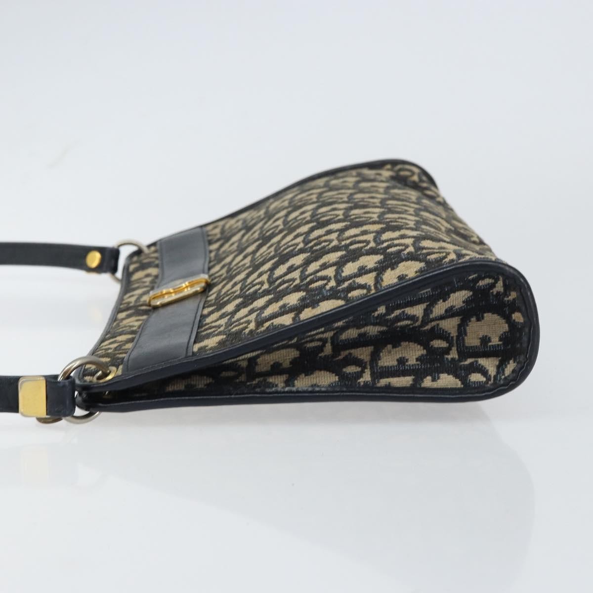 Christian Dior Vintage Trotter Shoulder Bag Canvas, NAVY, CANVAS, Shoulder bag