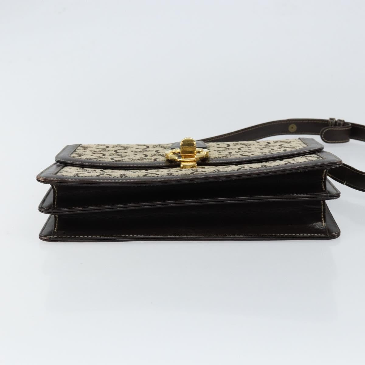 Celine C Sulky Shoulder bag Canvas and Leather, BROWN, CANVAS, Shoulder bag