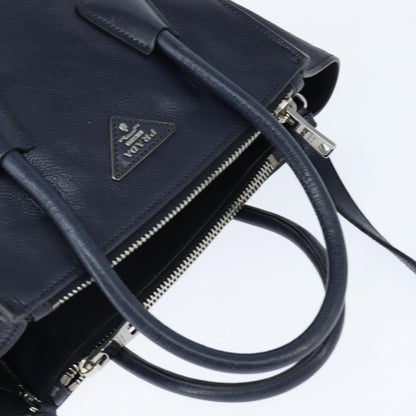 Prada Cuir Convertible Shopping Tote Leather, NAVY, LEATHER, Handbag