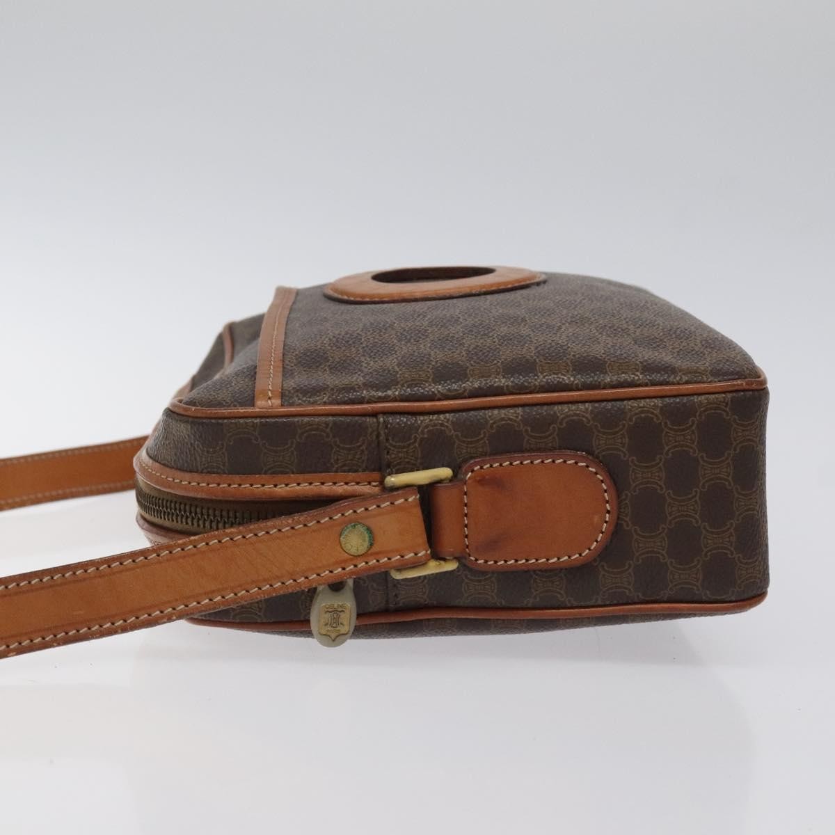 Celine Vintage Macadam Shoulder Bag Canvas and Leather, Brown, Canvas, Shoulder Bag