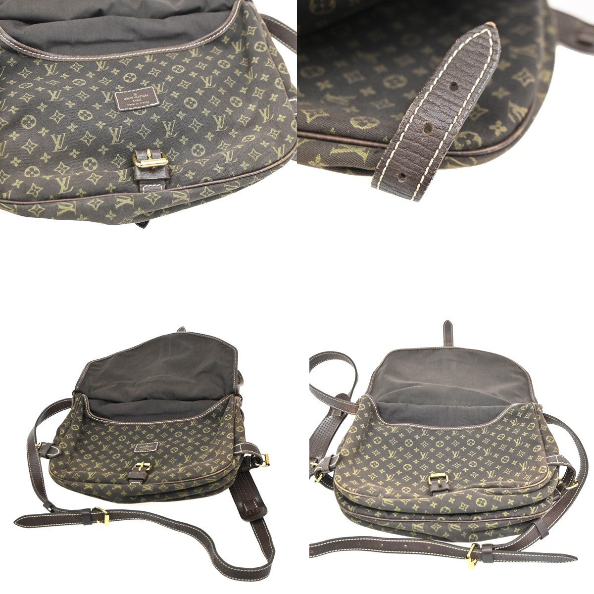 Louis Vuitton Saumur Handbag Mini Lin, BROWN, CANVAS, Shoulder bag
