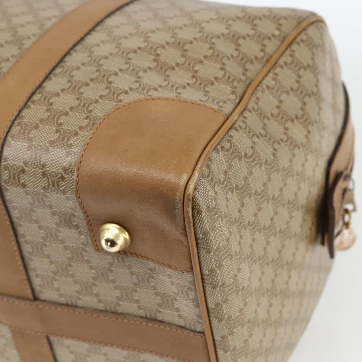 Celine Vintage Macadam Boston bag Canvas and Leather, BEIGE, CANVAS, Travel bag