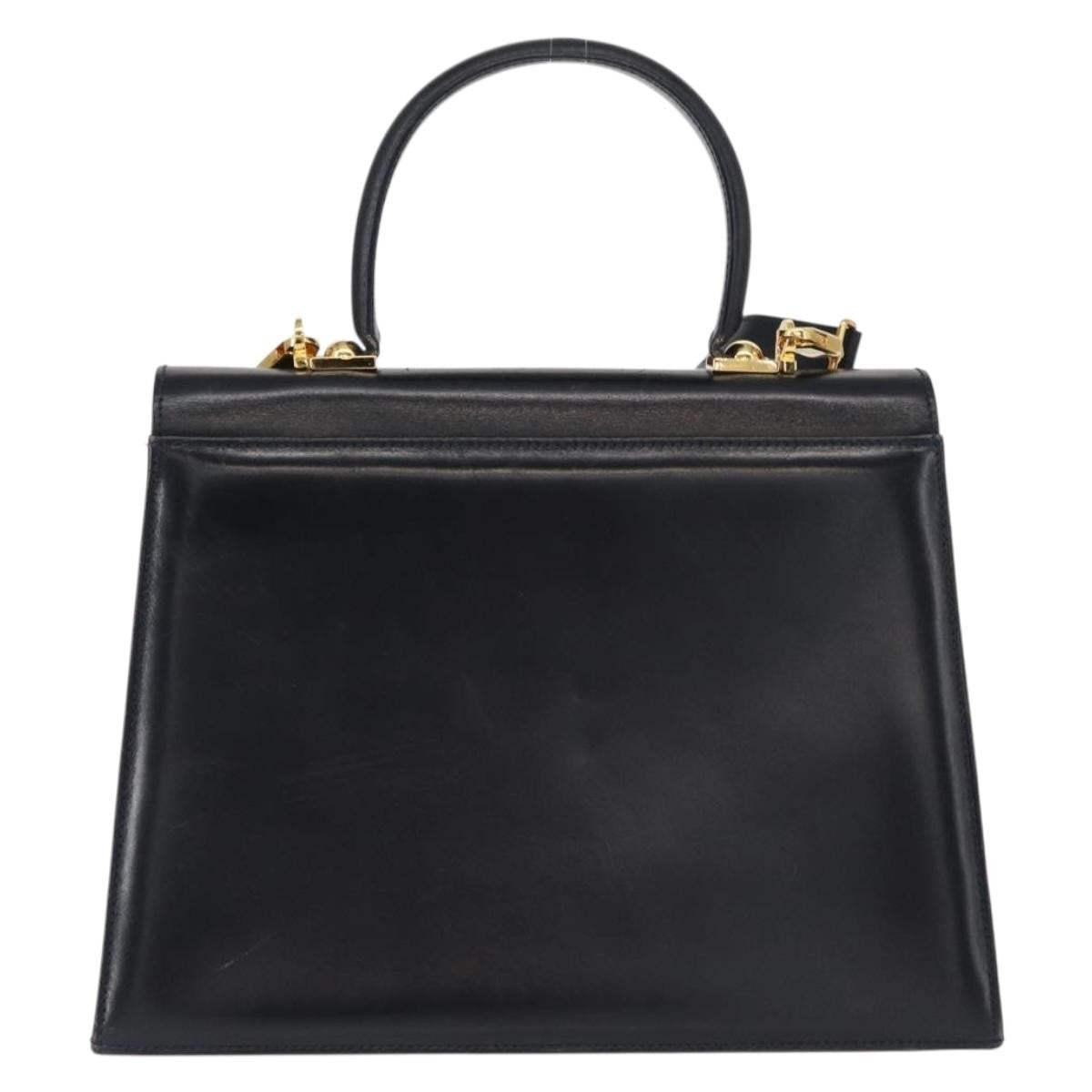 Salvatore Ferragamo Convertible Top Handle Bag Leather, NAVY, LEATHER, Handbag