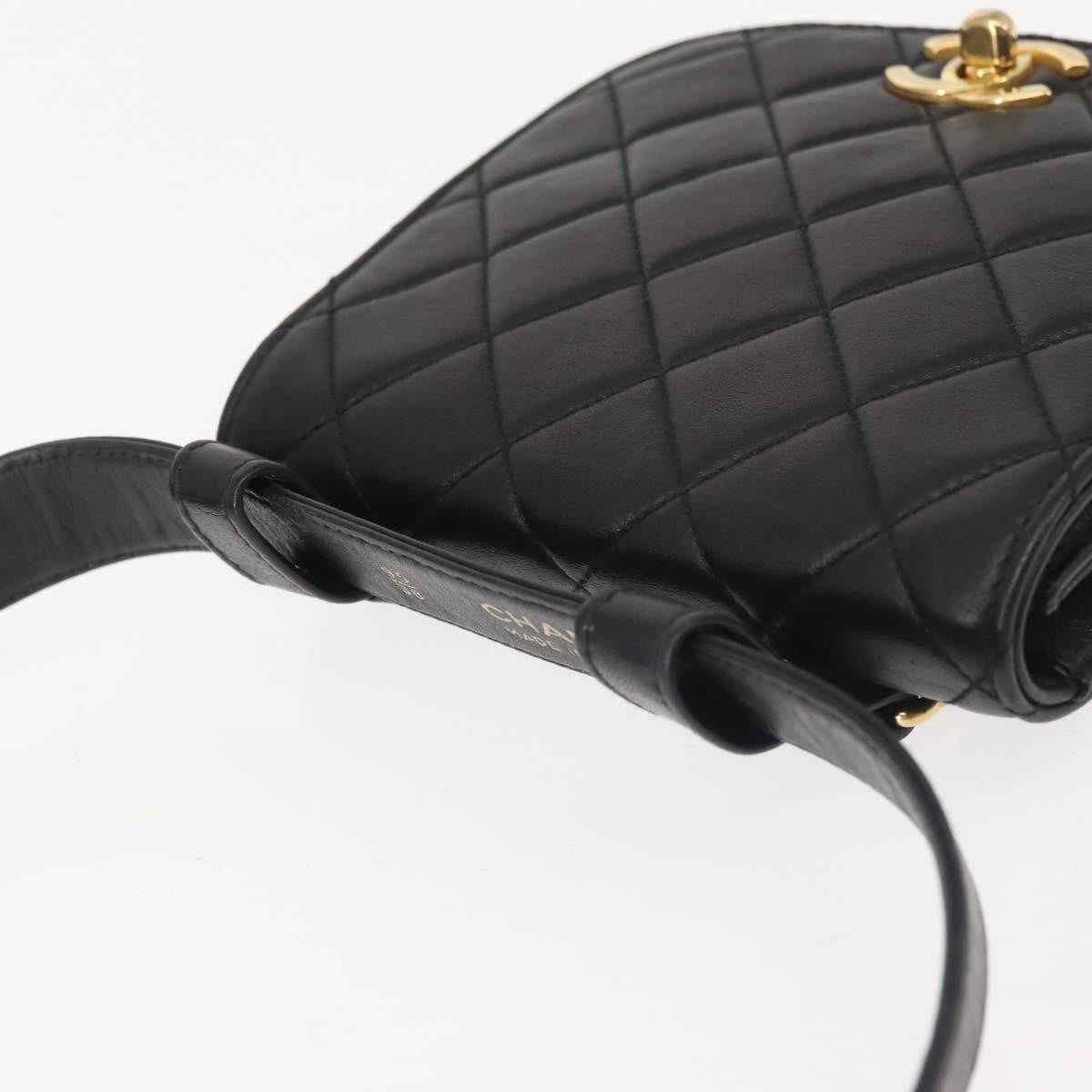 Chanel Vintage Flap Belt Bag Quilted Leather, BLACK, LEATHER, Clutche & pouche