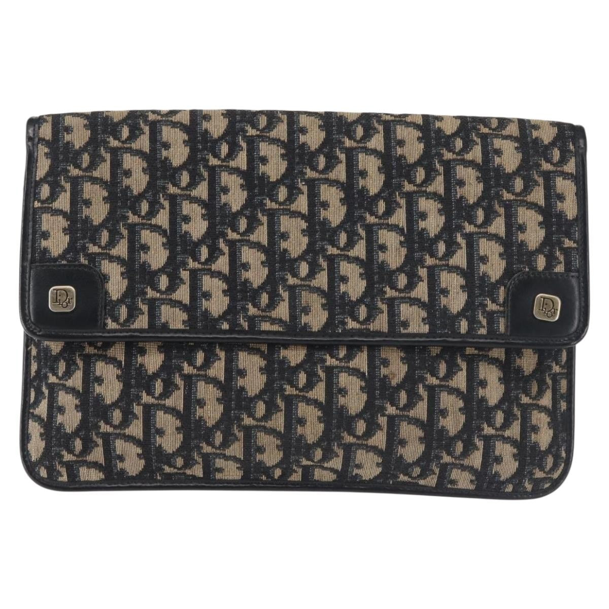 Christian Dior Vintage Trotter Flap Shoulder Bag Canvas, NAVY, CANVAS, Shoulder bag