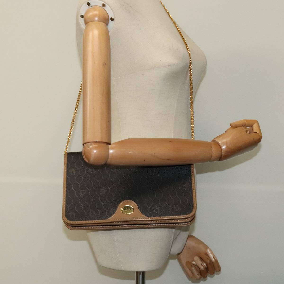 Christian Dior Vintage Honeycomb chain Canvas, BLACK, CANVAS, Handbag