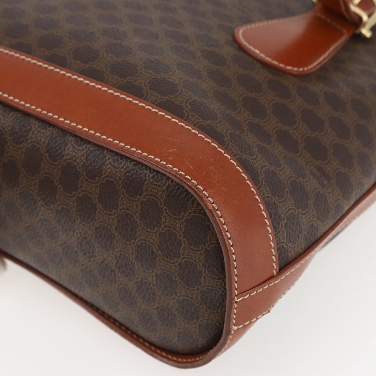 Celine Vintage Macadam Handbag Canvas and Leather, BROWN, CANVAS, Handbag