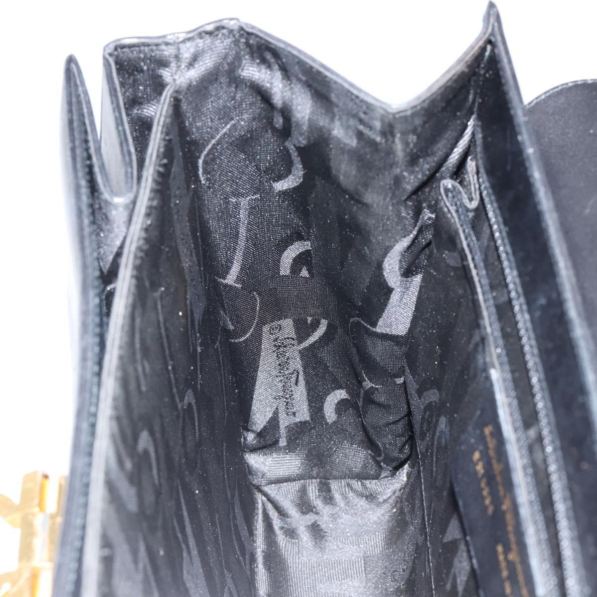 Salvatore Ferragamo Gancini Convertible Top Handle Bag Leather, BLACK, LEATHER, Handbag