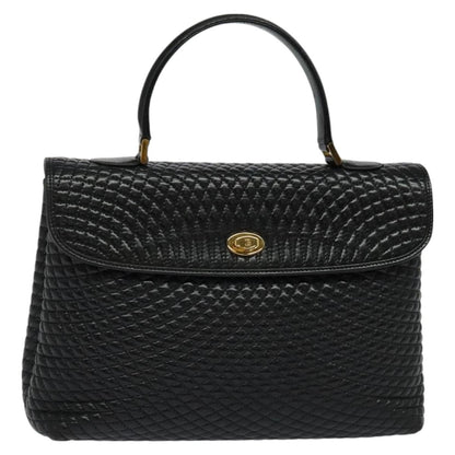 Bally Vintage Handbag Quilted Leather, BLACK, LEATHER, Handbag