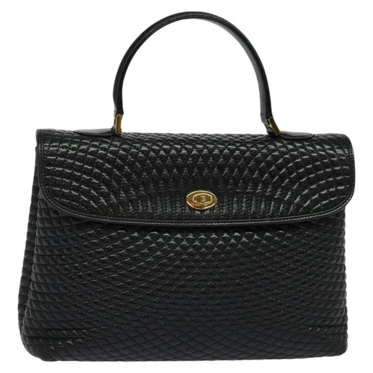 Bally Vintage Handbag Quilted Leather, BLACK, LEATHER, Handbag