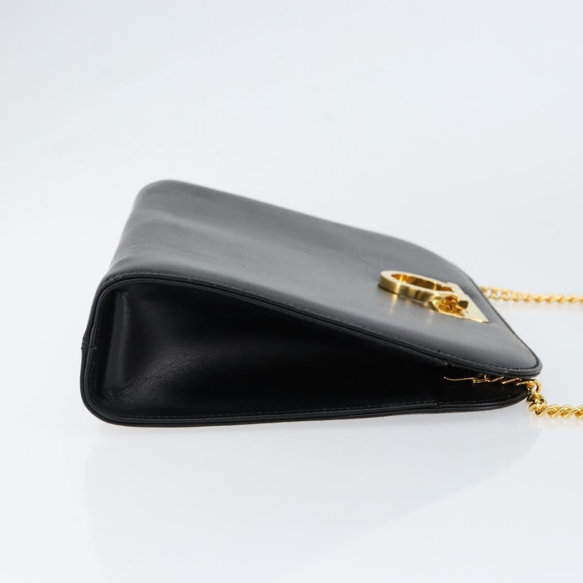 Salvatore Ferragamo Vintage Gancini Chain Shoulder Bag Leather, BLACK, LEATHER, Shoulder bag