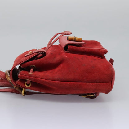 Gucci Gucci bamboo backpack daim, Red, Suede, Backpack