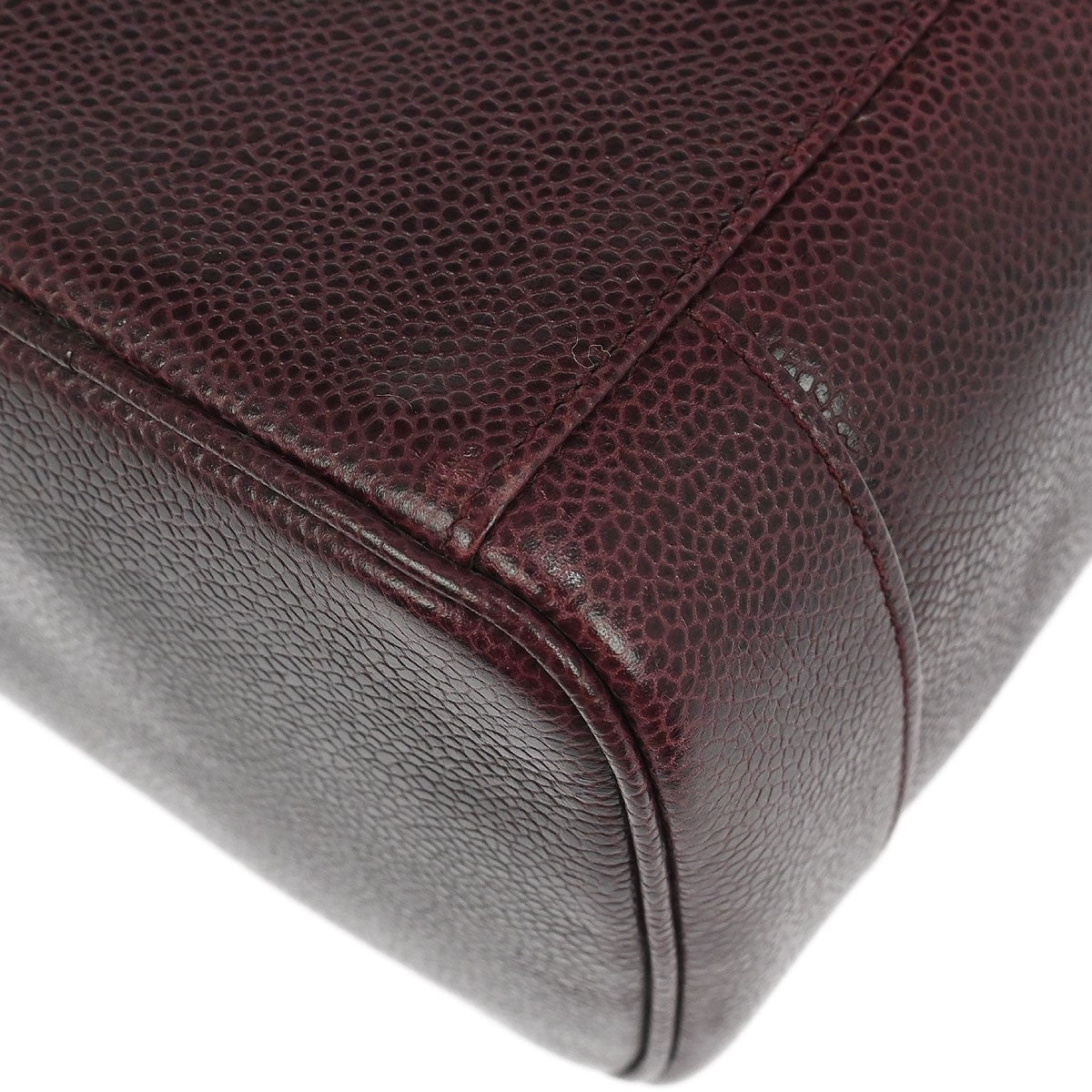 Chanel Vintage Timeless Cosmetic Case Caviar, BURGUNDY, LEATHER, Handbag