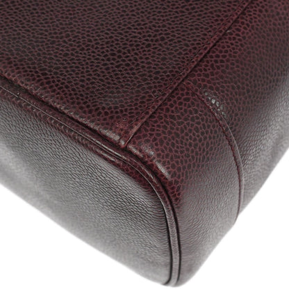 Chanel Vintage Timeless Cosmetic Case Caviar, BURGUNDY, LEATHER, Handbag