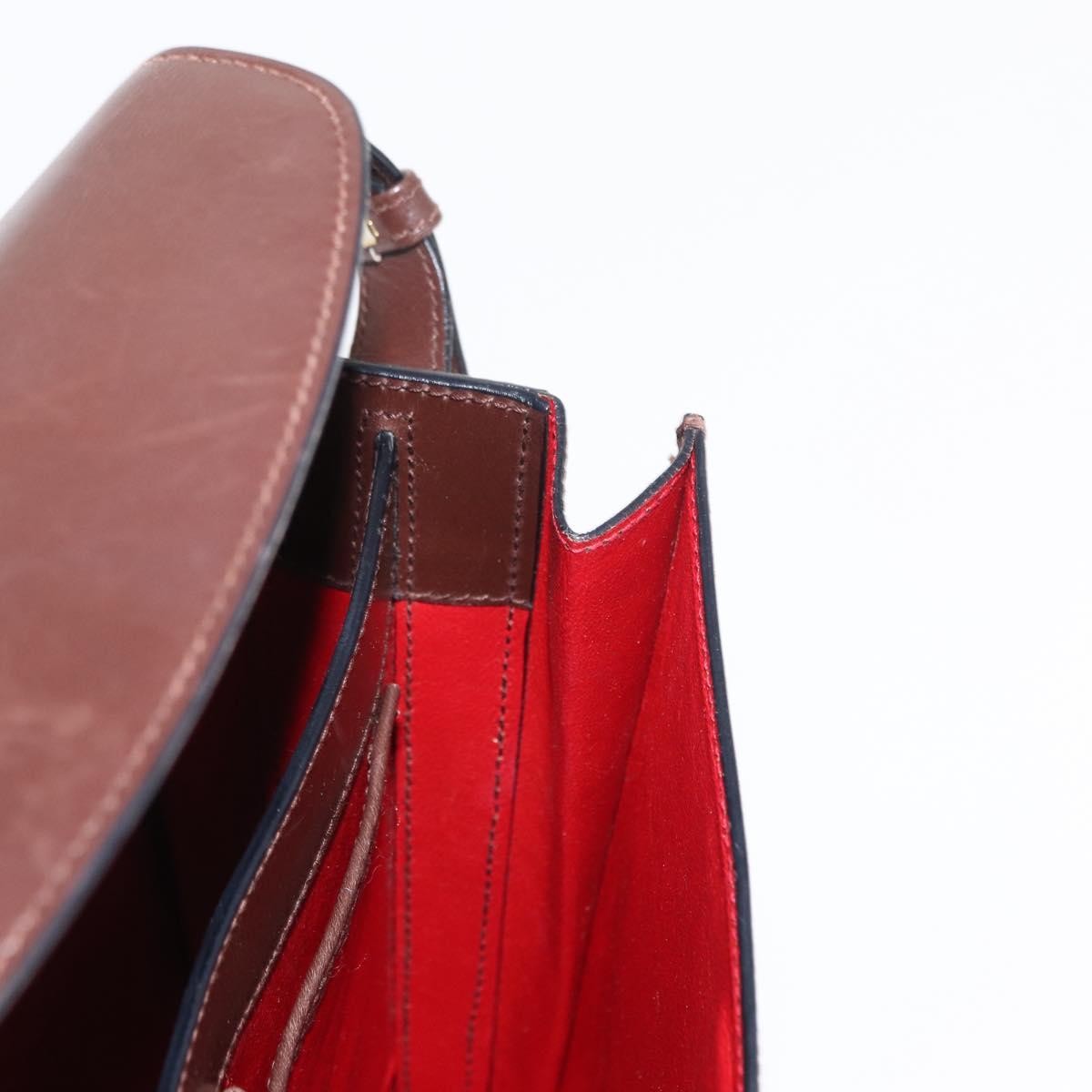 Celine Circle Logo Shoulder Bag Leather, BROWN, LEATHER, Shoulder bag