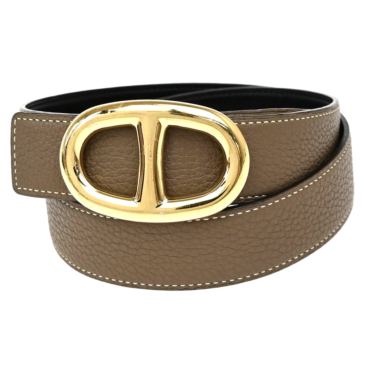 Hermes Chaine D'Ancre Reversible Belt Leather, BROWN, LEATHER, Belts