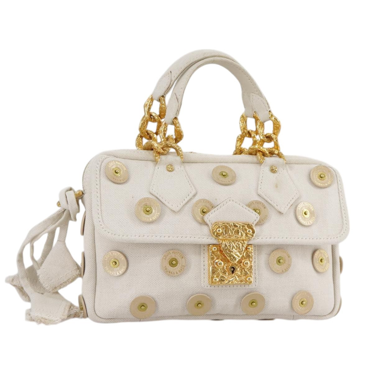 Louis Vuitton Polka Dot Panama Bowly Handbag Embellished Canvas, WHITE, CANVAS, Handbag
