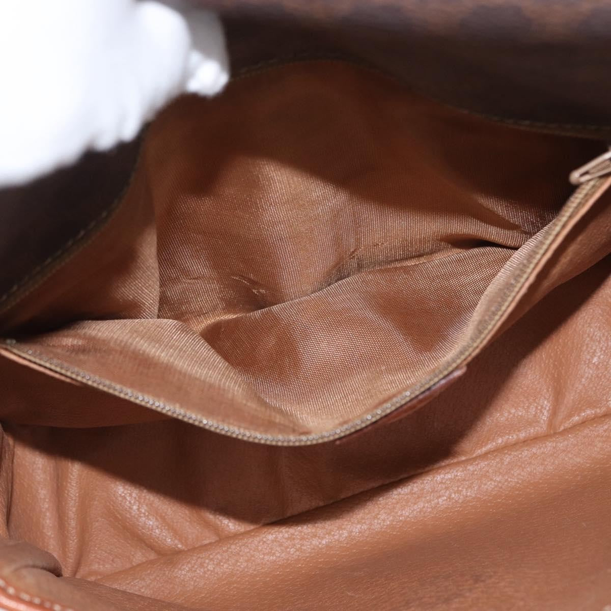 Celine Vintage Macadam Circle Logo Shoulder Bag Canvas and Leather, Brown, Canvas, Shoulder Bag