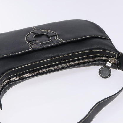 Salvatore Ferragamo Gancini Shoulder Bag Leather, BLACK, LEATHER, Shoulder bag