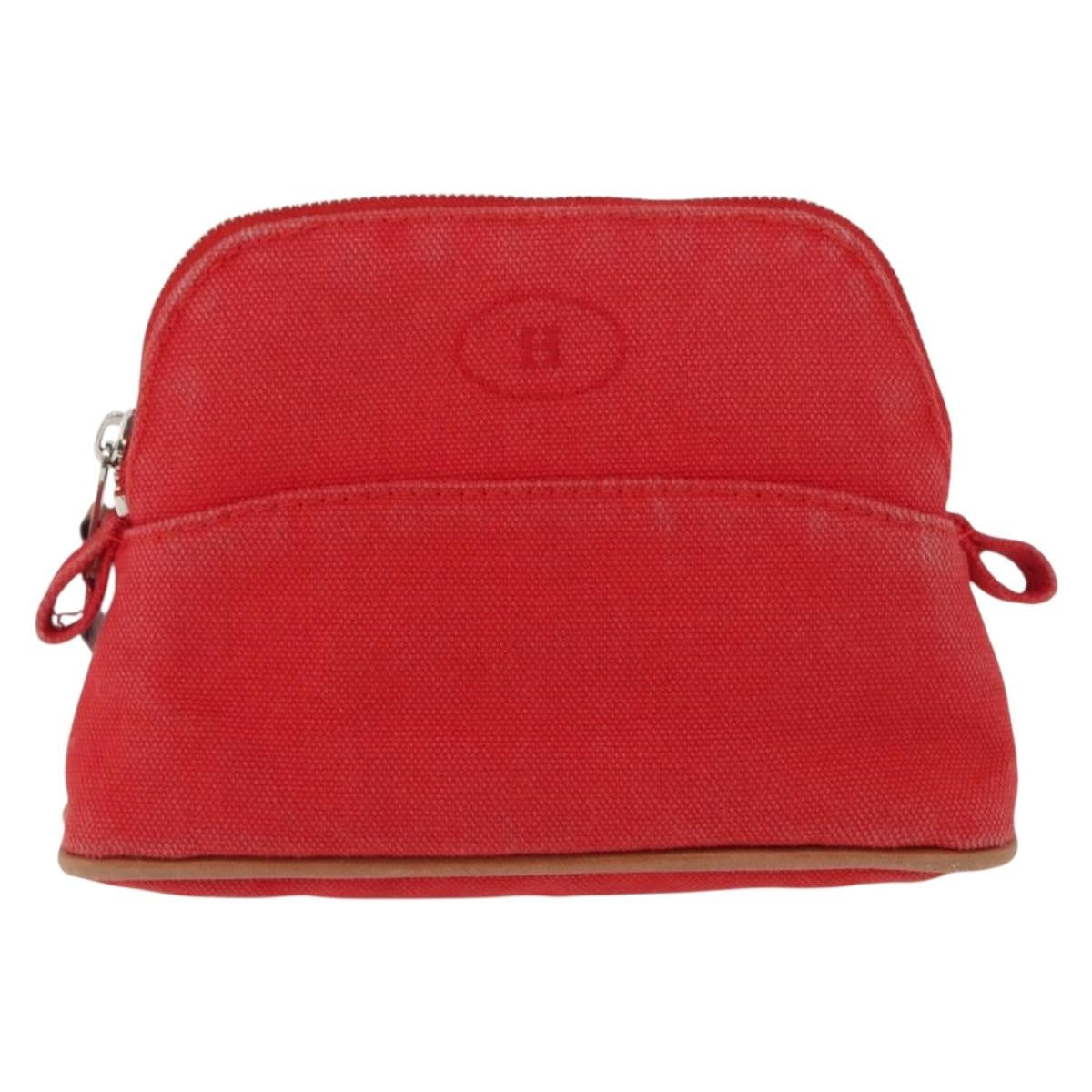 Hermes Bolide Travel Pouch Canvas, RED, CANVAS, Clutche & pouche