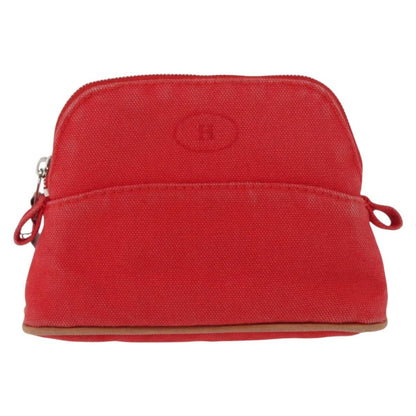 Hermes Bolide Travel Pouch Canvas, RED, CANVAS, Clutche & pouche