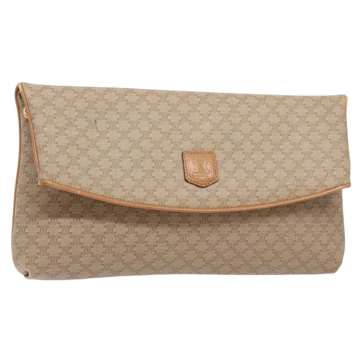 Celine Macadam Pochette Classic, BEIGE, LEATHER, Clutche & pouche