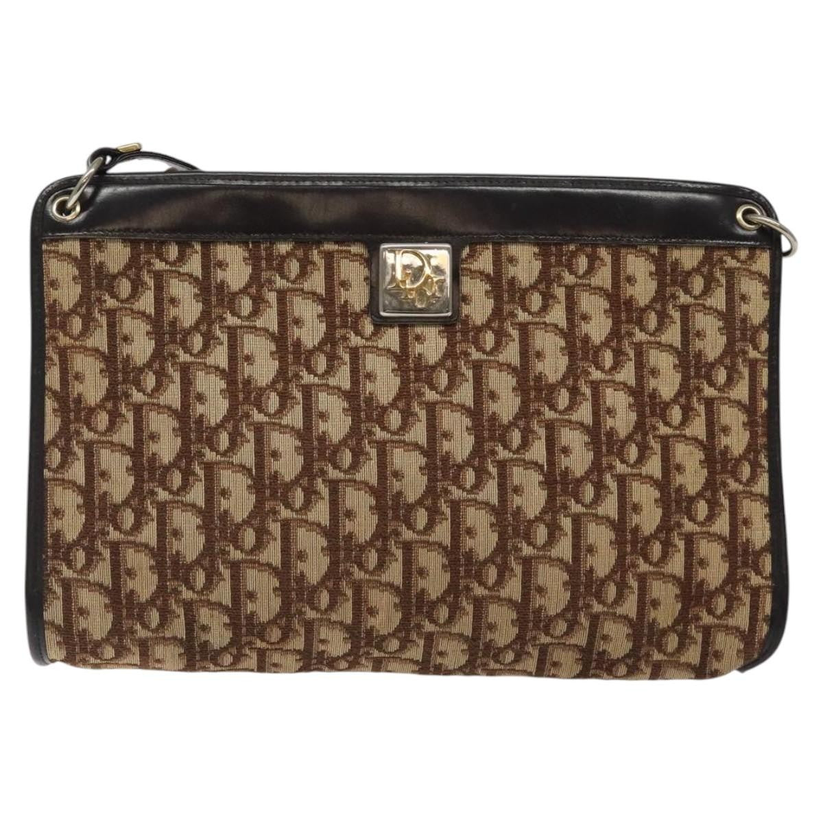 Christian Dior Vintage Trotter Shoulder Bag Canvas, BROWN, CANVAS, Shoulder bag