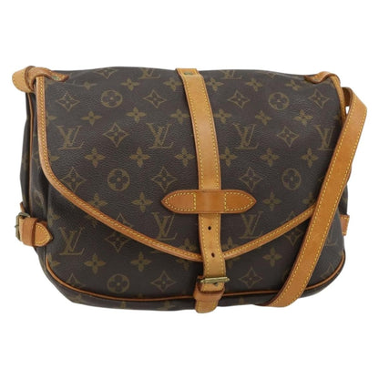 Louis Vuitton Saumur Handbag Monogram Canvas, Brown, Canvas, Shoulder Bag