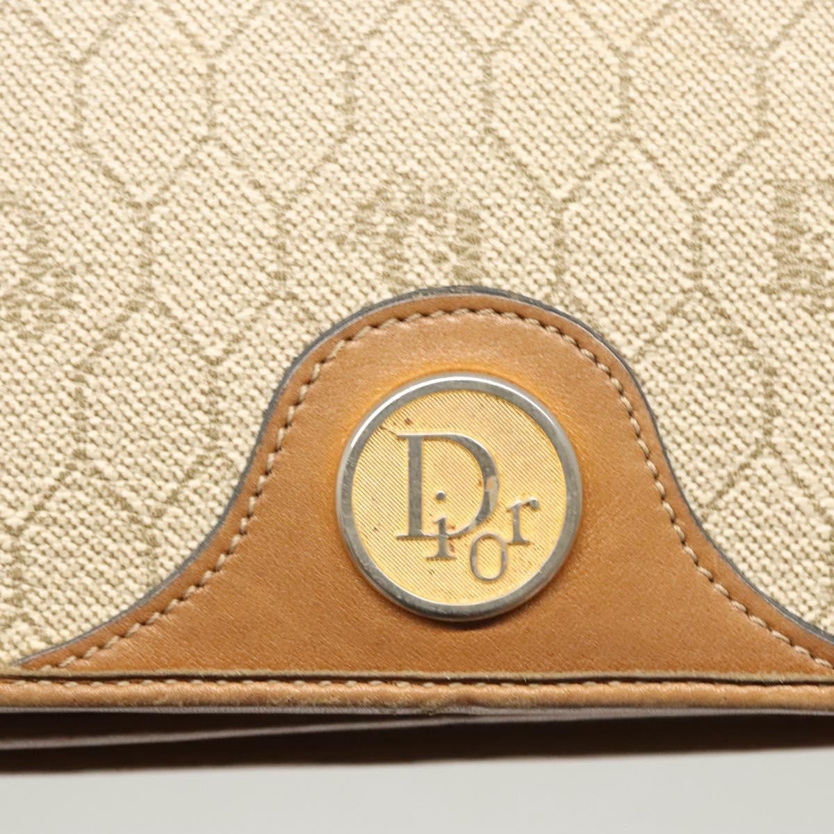 Christian Dior Vintage Honeycomb chain Canvas, BEIGE, CANVAS, Handbag