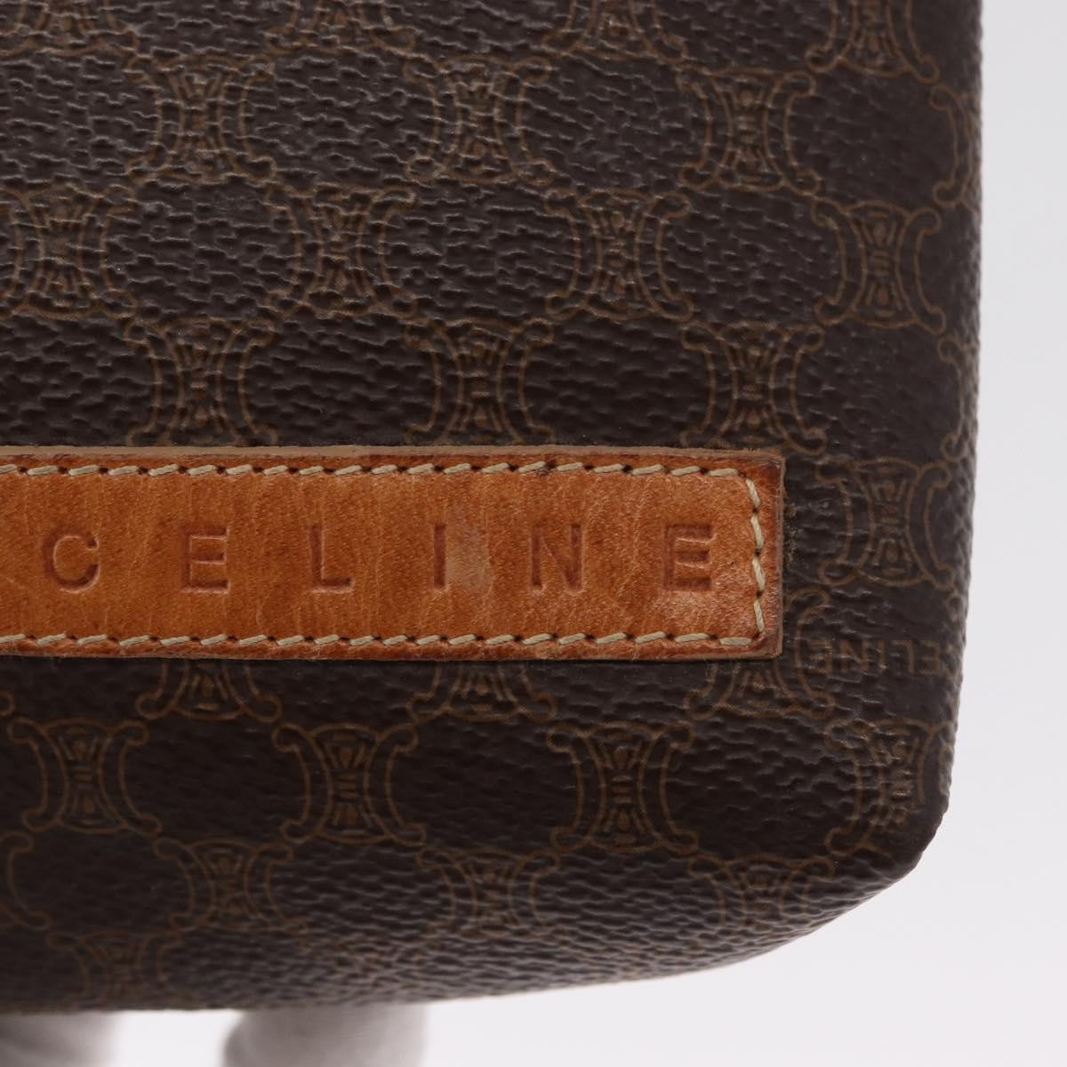 Celine Macadam Pochette Canvas and Leather, BROWN, CANVAS, Clutche & pouche