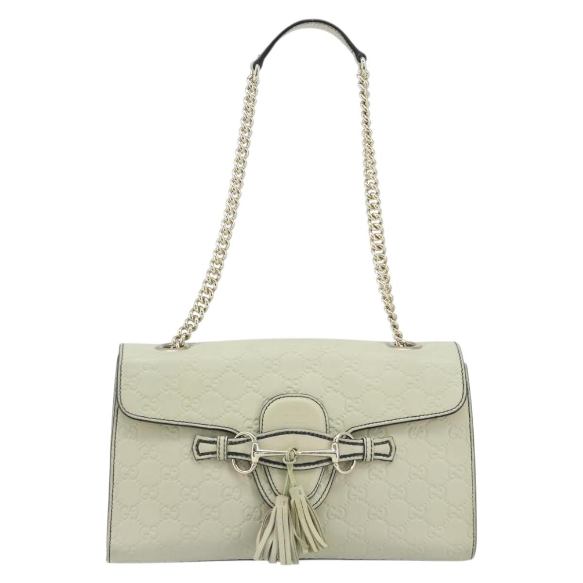 Gucci Emily Chain Flap Bag Guccissima Leather, Beige, Leather, Shoulder Bag