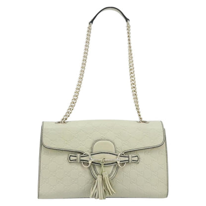 Gucci Emily Chain Flap Bag Guccissima Leather, Beige, Leather, Shoulder Bag