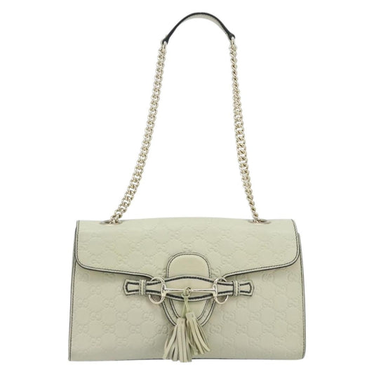 Gucci Emily Chain Flap Bag Guccissima Leather, Beige, Leather, Shoulder Bag