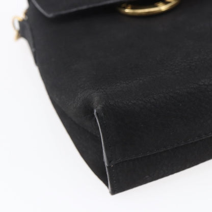 Celine Circle Logo Shoulder Bag Leather, BLACK, LEATHER, Shoulder bag