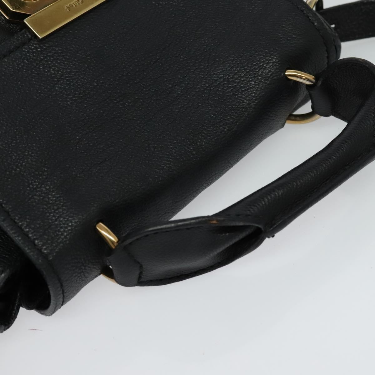 Chloe Elsie Satchel Leather, BLACK, LEATHER, Handbag