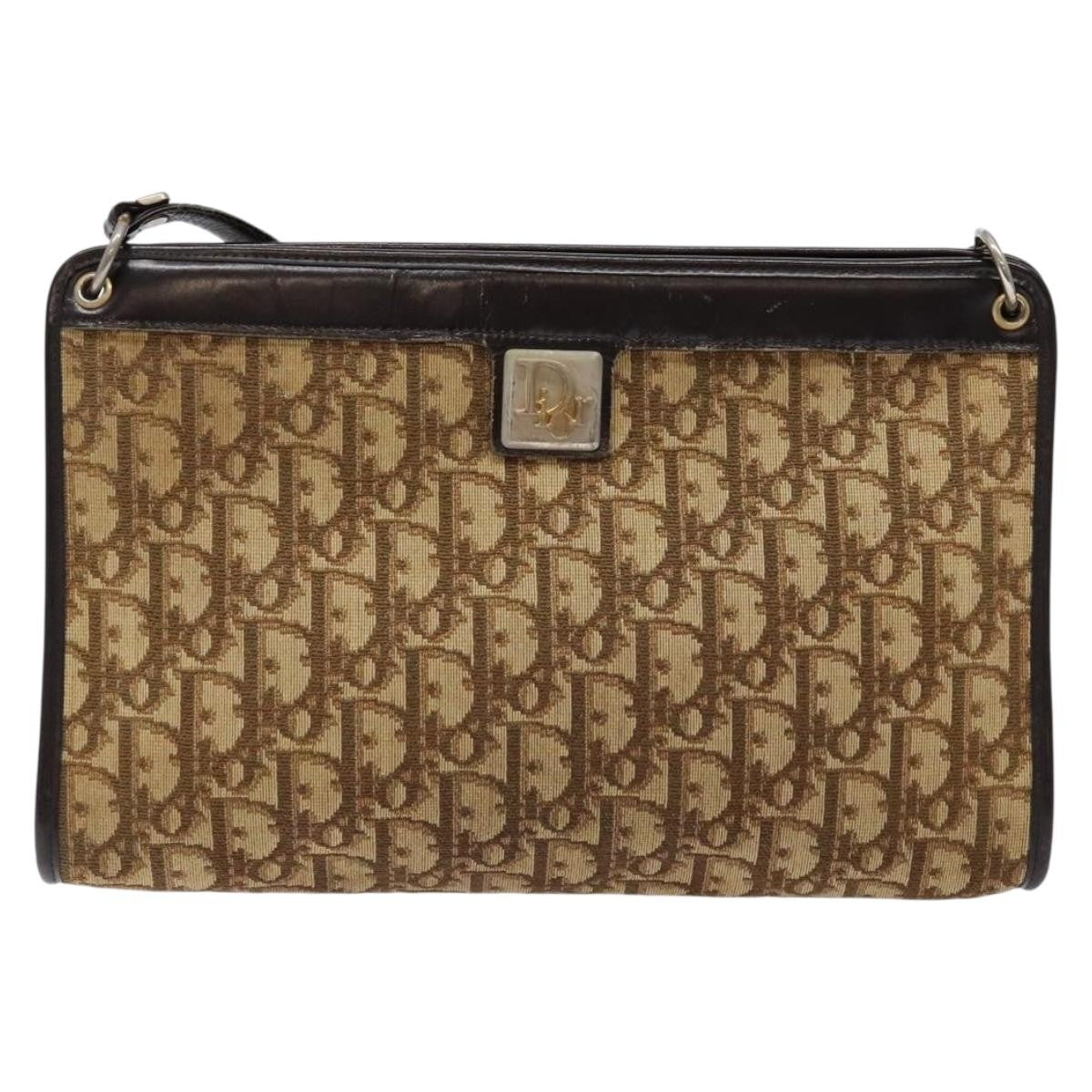 Christian Dior Vintage Trotter Shoulder Bag Canvas, BROWN, CANVAS, Shoulder bag