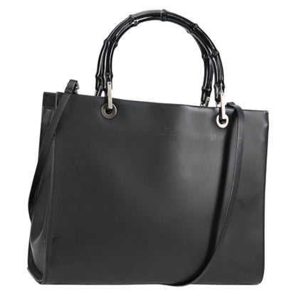 Gucci Bamboo Top Handle Convertible Tote Leather, BLACK, LEATHER, Tote bag