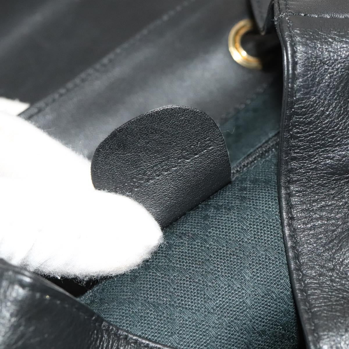 Gucci Vintage Bamboo Backpack Leather, Black, Leather, Backpack