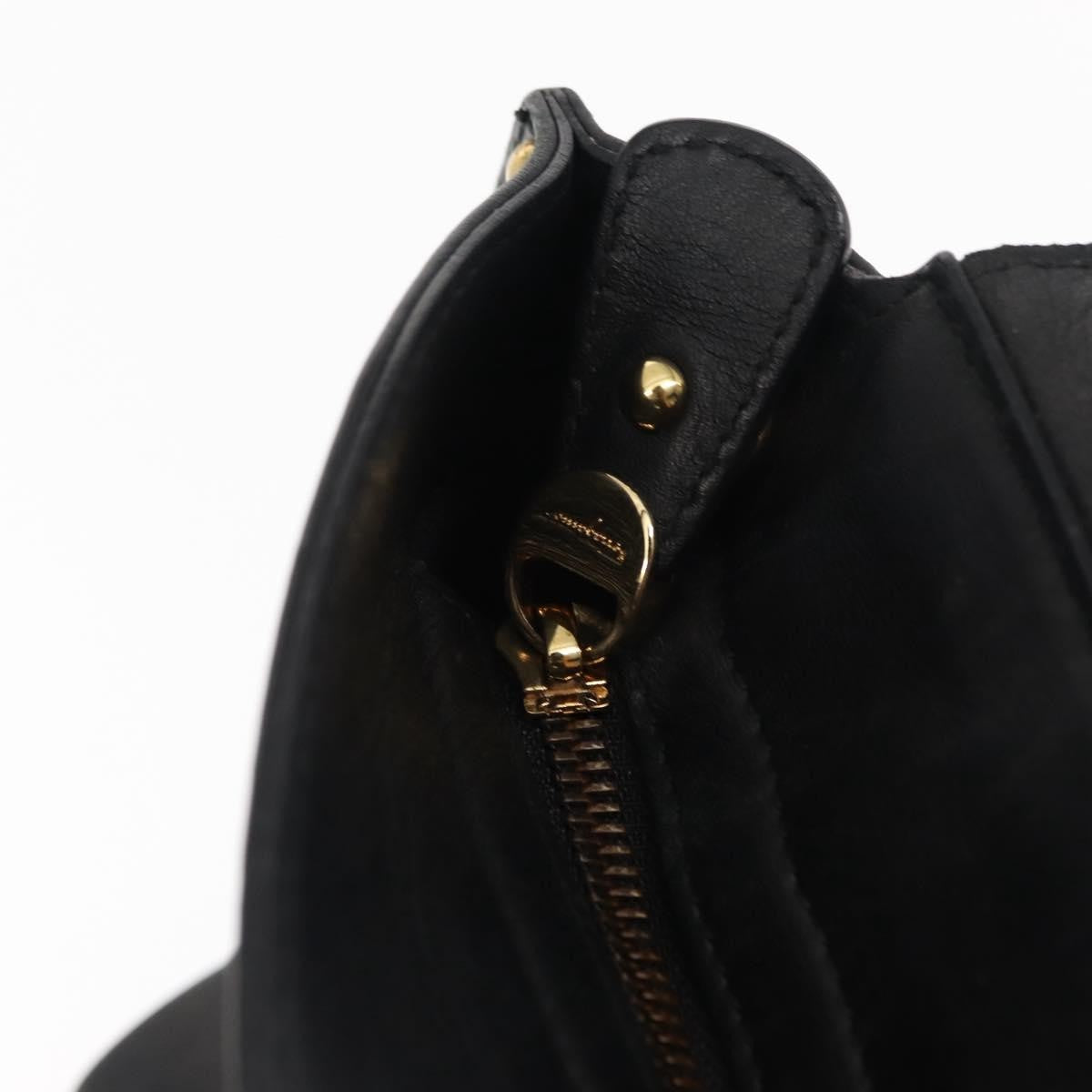 Salvatore Ferragamo Sofia Satchel Leather, BLACK, LEATHER, Handbag