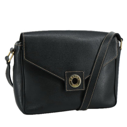 Celine Circle logo Leather, BLACK, LEATHER, Shoulder bag
