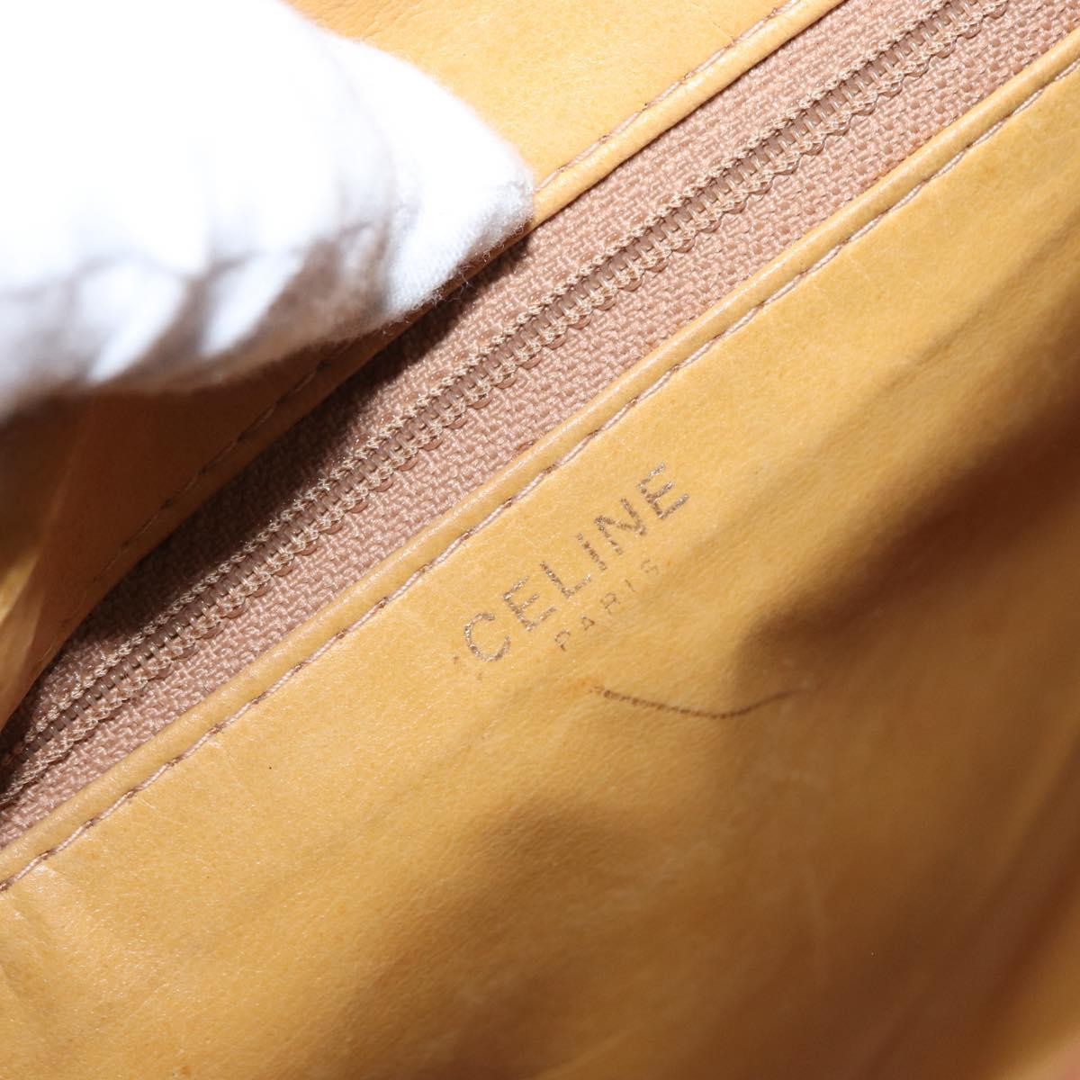 Celine Vintage Macadam Shoulder Bag Canvas and Leather, BEIGE, CANVAS, Shoulder bag