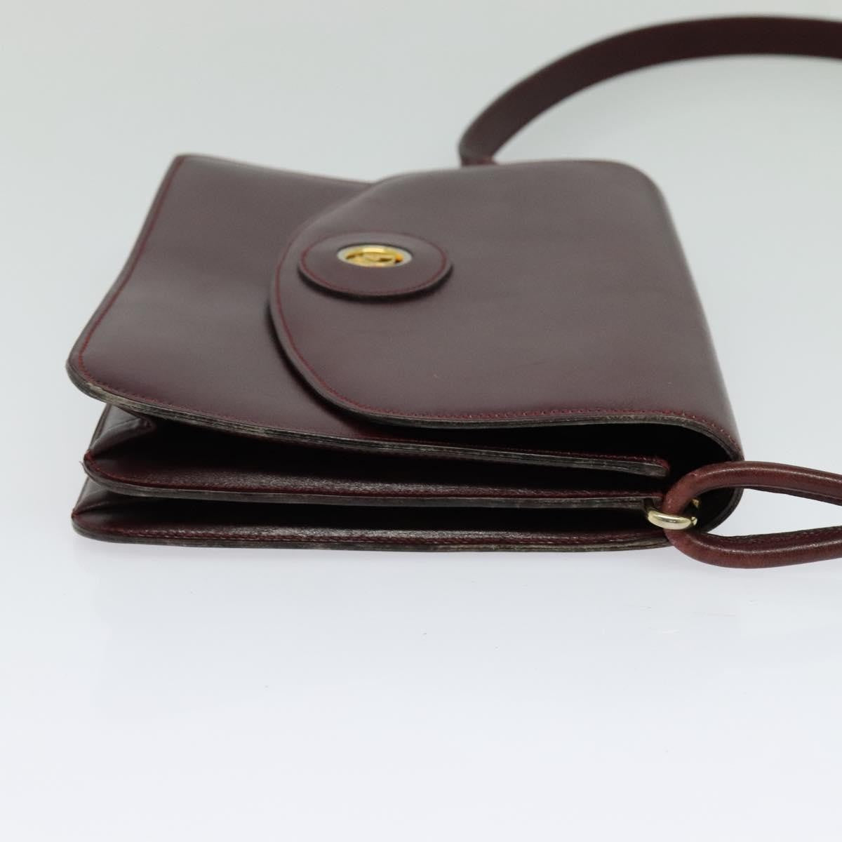 Christian Dior Flap Shoulder Bag Leather, BURGUNDY, LEATHER, Shoulder bag