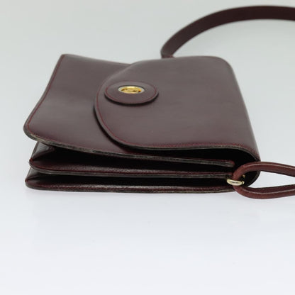 Christian Dior Flap Shoulder Bag Leather, BURGUNDY, LEATHER, Shoulder bag