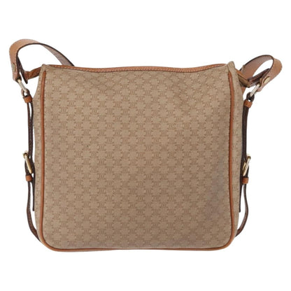 Celine Vintage Macadam Shoulder Bag Canvas and Leather, BEIGE, CANVAS, Shoulder bag