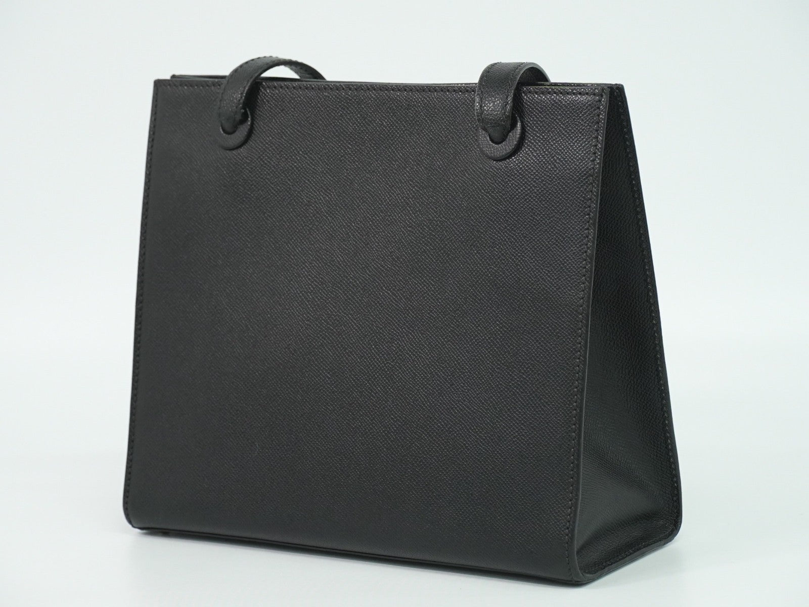 Chanel Vintage Logo Tote Leather, BLACK, LEATHER, Tote bag