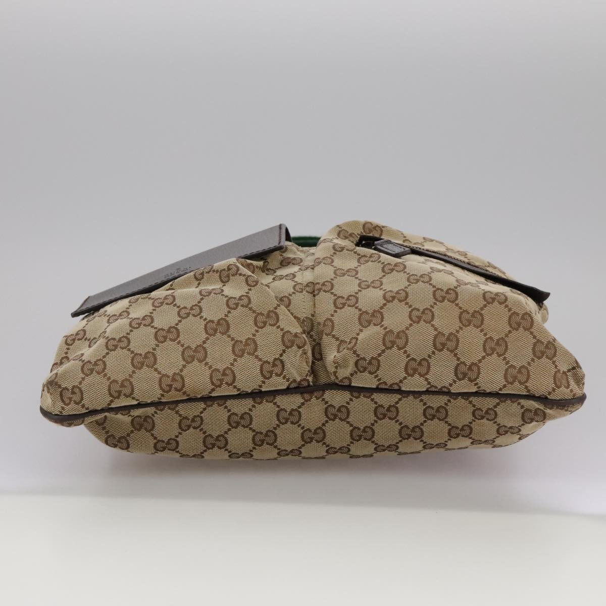 Gucci Double Pocket Web Messenger GG Canvas, Brown, Canvas, Shoulder Bag
