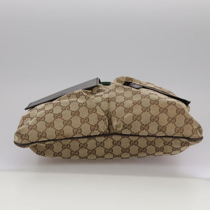 Gucci Double Pocket Web Messenger GG Canvas, Brown, Canvas, Shoulder Bag