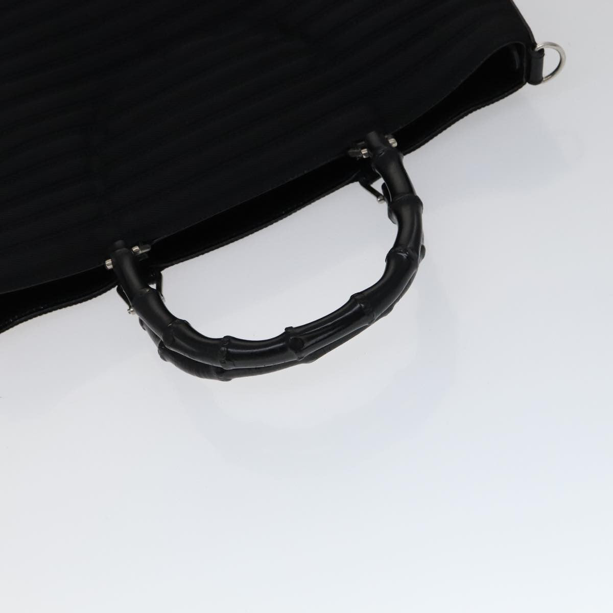 Gucci Vintage Bamboo Handle Bag Nylon, Black, Nylon, Handbag