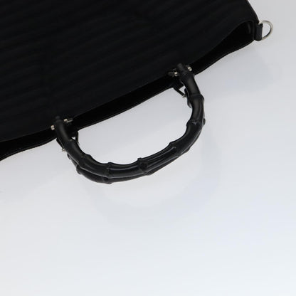 Gucci Vintage Bamboo Handle Bag Nylon, Black, Nylon, Handbag